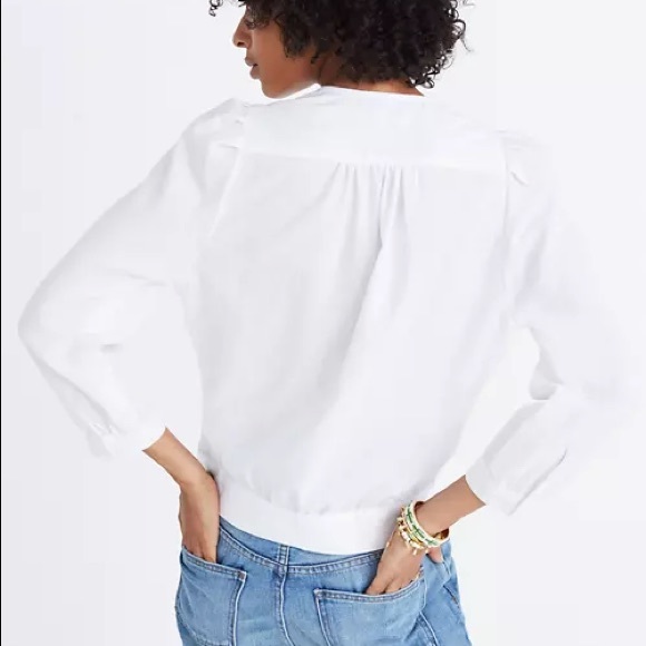 Madewell Wrap Top in Eyelet White - Picture 4 of 9